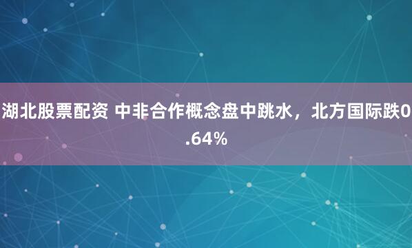 湖北股票配资 中非合作概念盘中跳水，北方国际跌0.64%